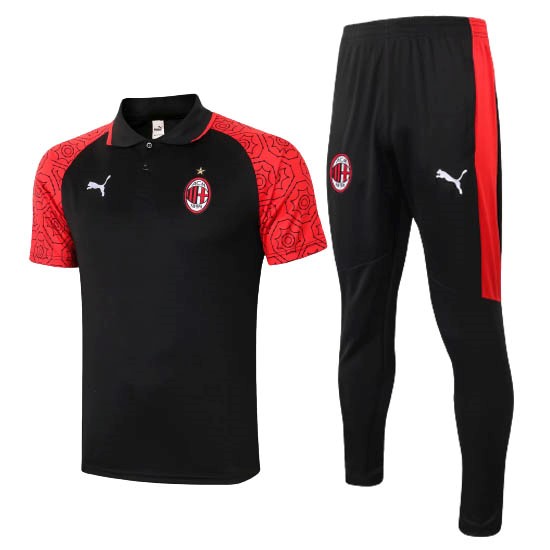 Polo AC Milan Komplett Set 2020-21 Schwarz Rote